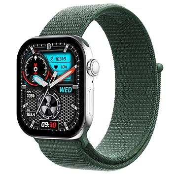 Fire-Boltt Ring X Smart Watch with 2.01” Always-On Display, Bluetooth Calling, Wireless Charging, AI Voice Assistant, 500+ Watch Faces, Health Suite, Smart Watch for Man & Woman – Green N - image, photos