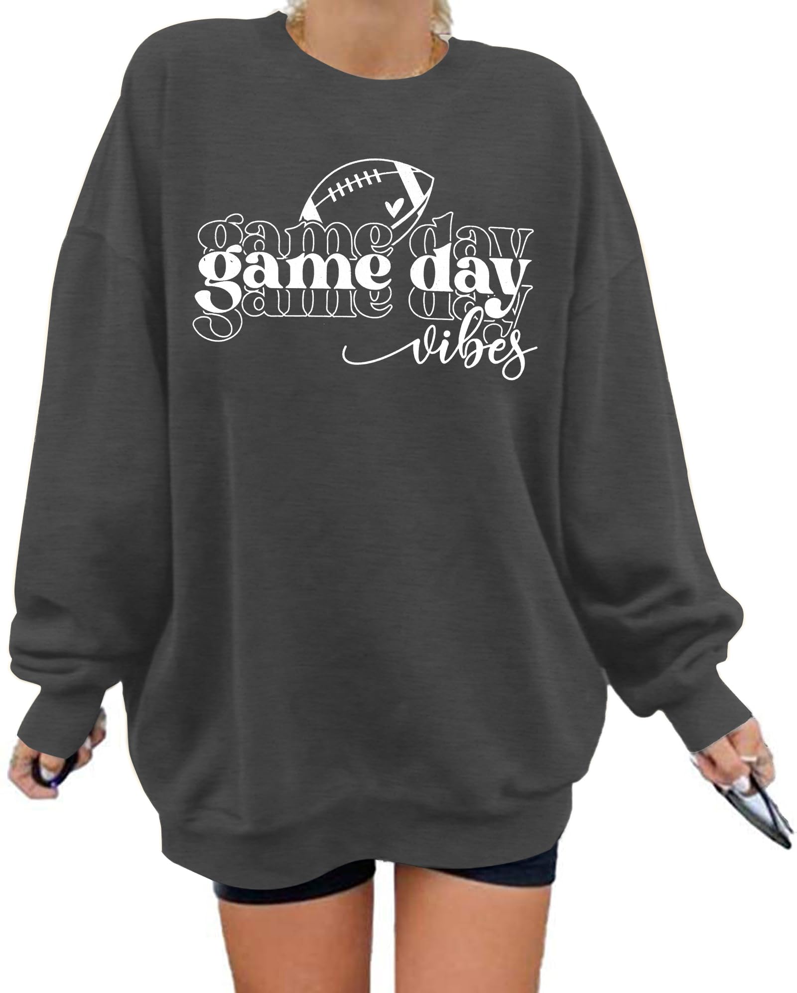 MNLYBABY Oversized Game Day Sweatshirt for Women Football Shirts Tis The Season Shirt Football Season Pullover Tops