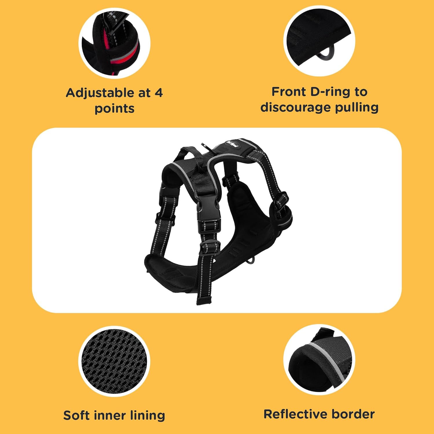 Bark Appeal Reflective Control Dog Harness for Small, Medium & Large Sized Pets – Perfect for No-Pull, No-Choke Training – Adjustable, Reflective Vest with 2 Leash Clips (Tan Plaid, Medium)