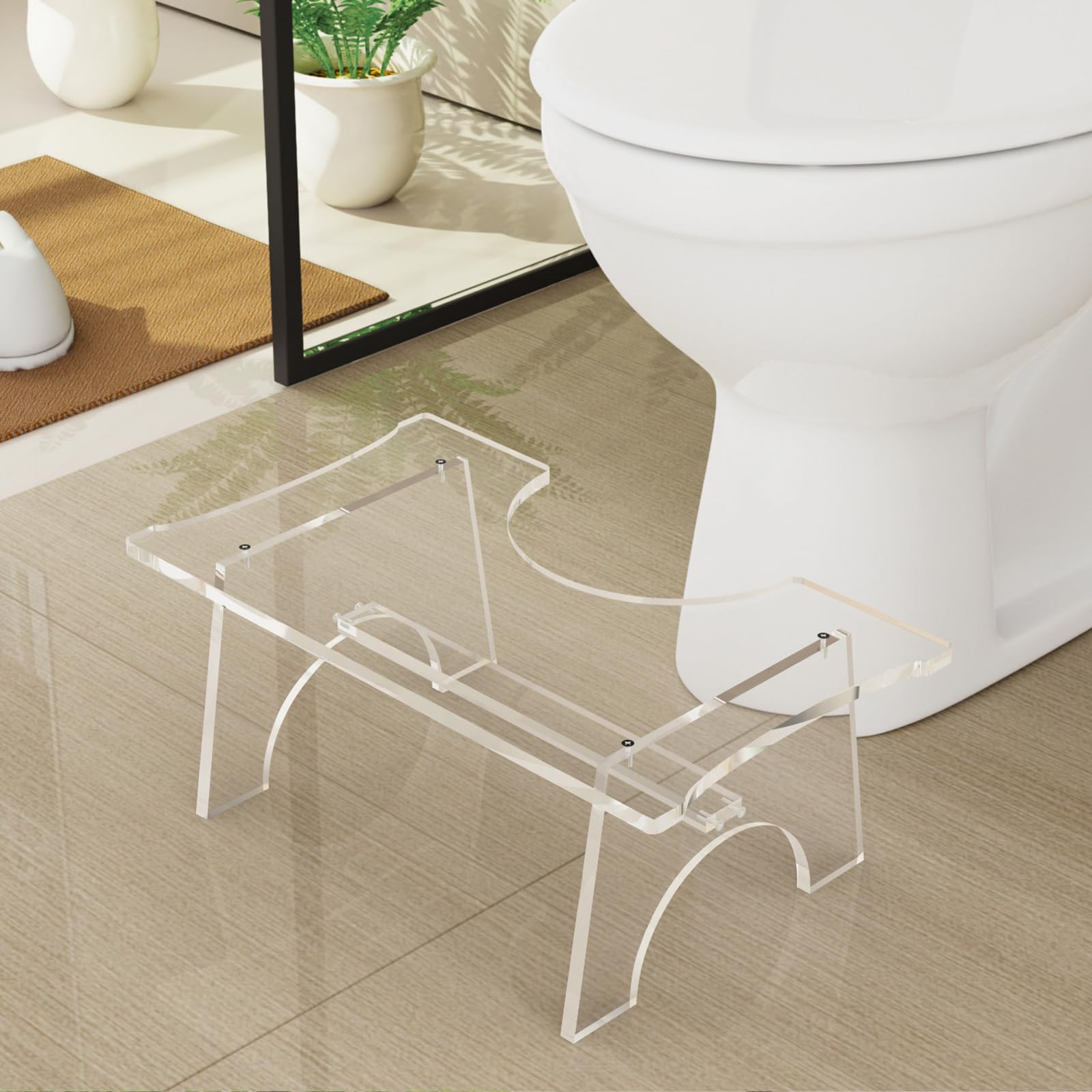 Tabouret de Toilettes en Acrylique, Tabouret de Toilette pour Adulte et Enfants, Marches Toilette Physiologique,Repose Pied Toilette pour WC Constipation,Simple Bain Toilettes Tabouret