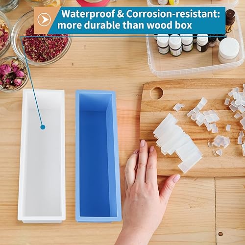 Miniatura 6 de Molde de jabón para pan con caja de plástico, molde rectangular de silicona flexible de 42 onzas, herramienta de fabricación de remolinos para jabón