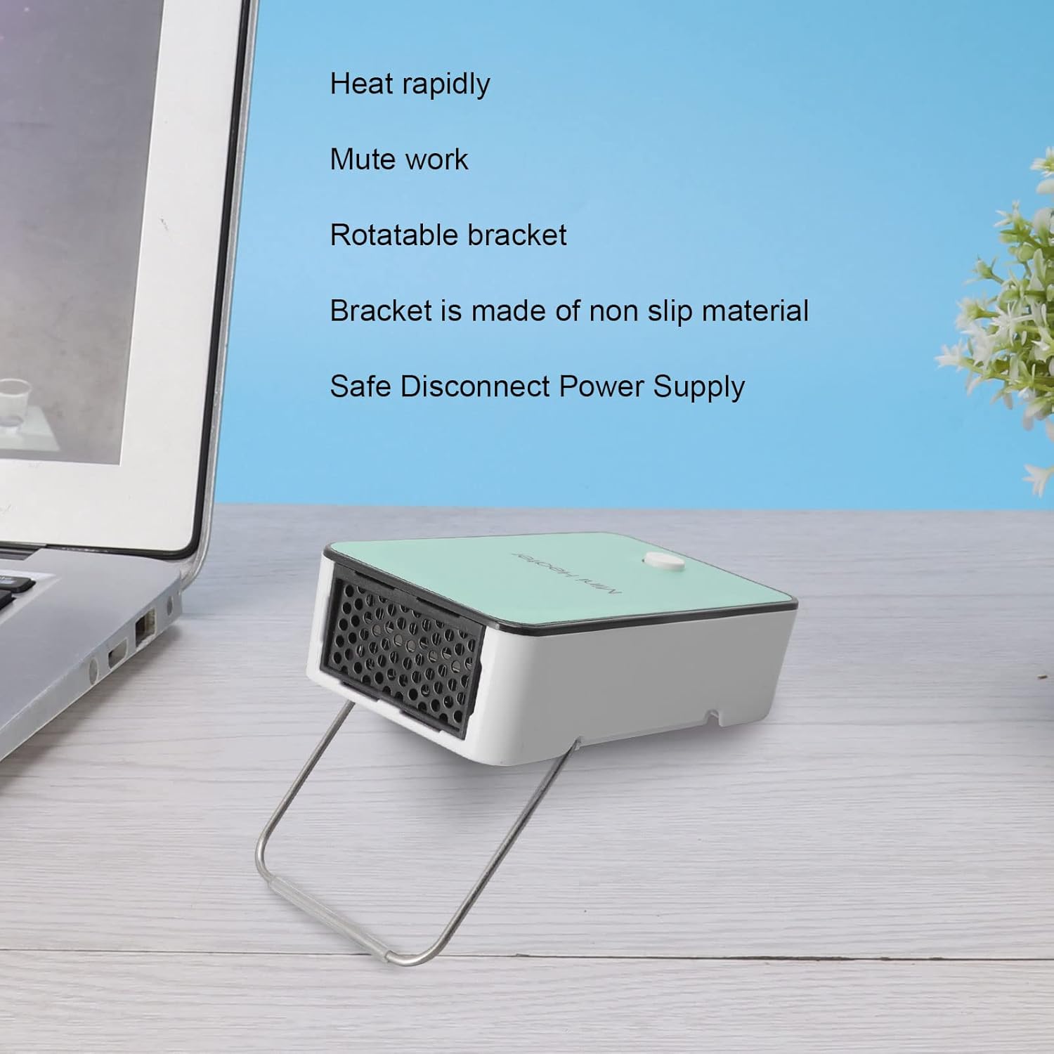 Mini Air Heater, Portable Desktop Heater with Bracket, Quick Heating Electric Fan Heater, Mute Air Warmer, for Home Office Dorm (US Plug 110V)