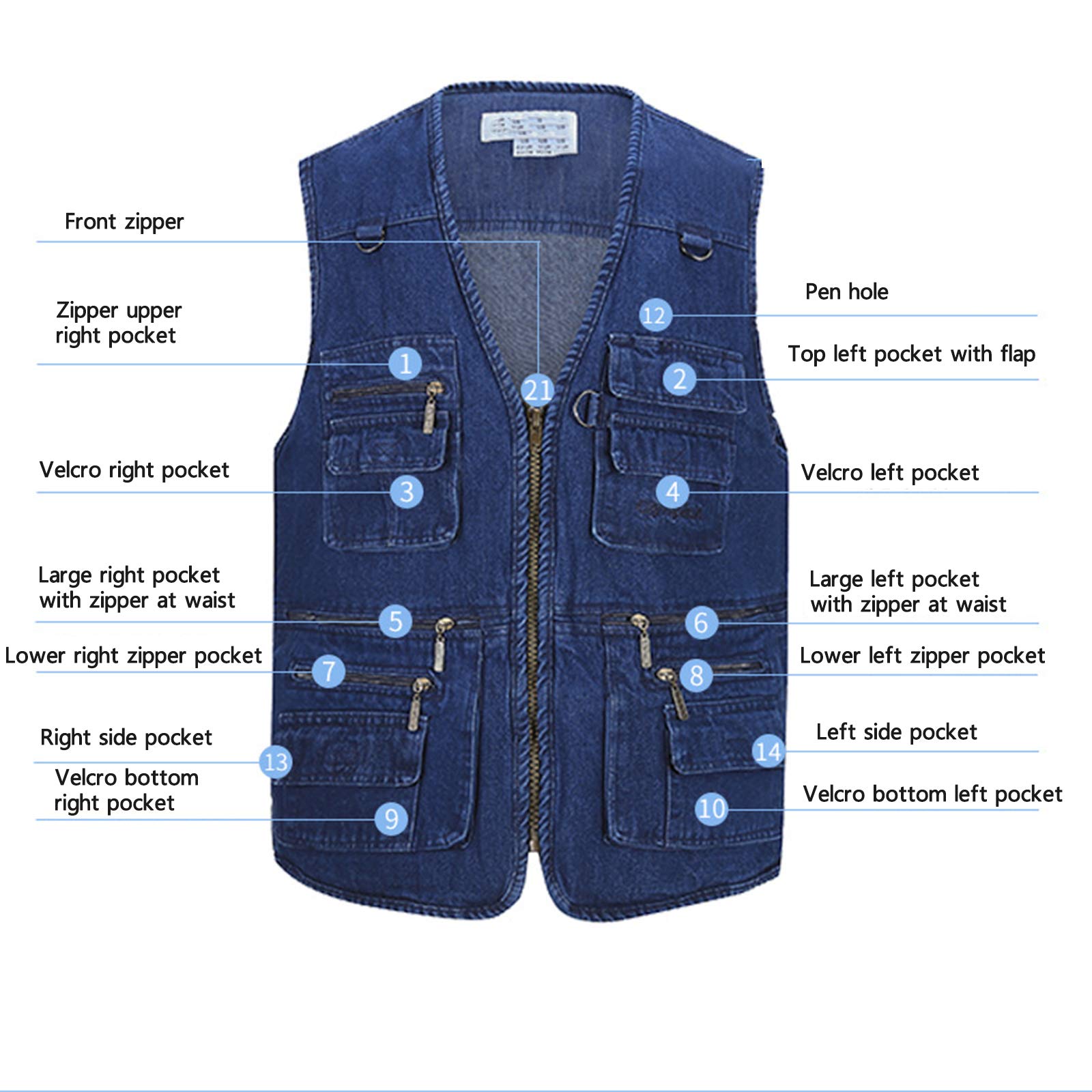 Herren Fotografie Gilet, Angelweste Denim, Multi Pocket Weste Multi Pocket Weste Outdoor Angeln Oberbekleidung äRmellose Reisefotografie,Stone,10XL