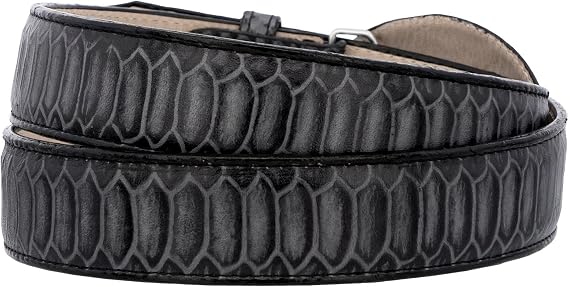 El Presidente Mens Gray Snake Python Print Leather Cowboy Belt Rodeo Buckle