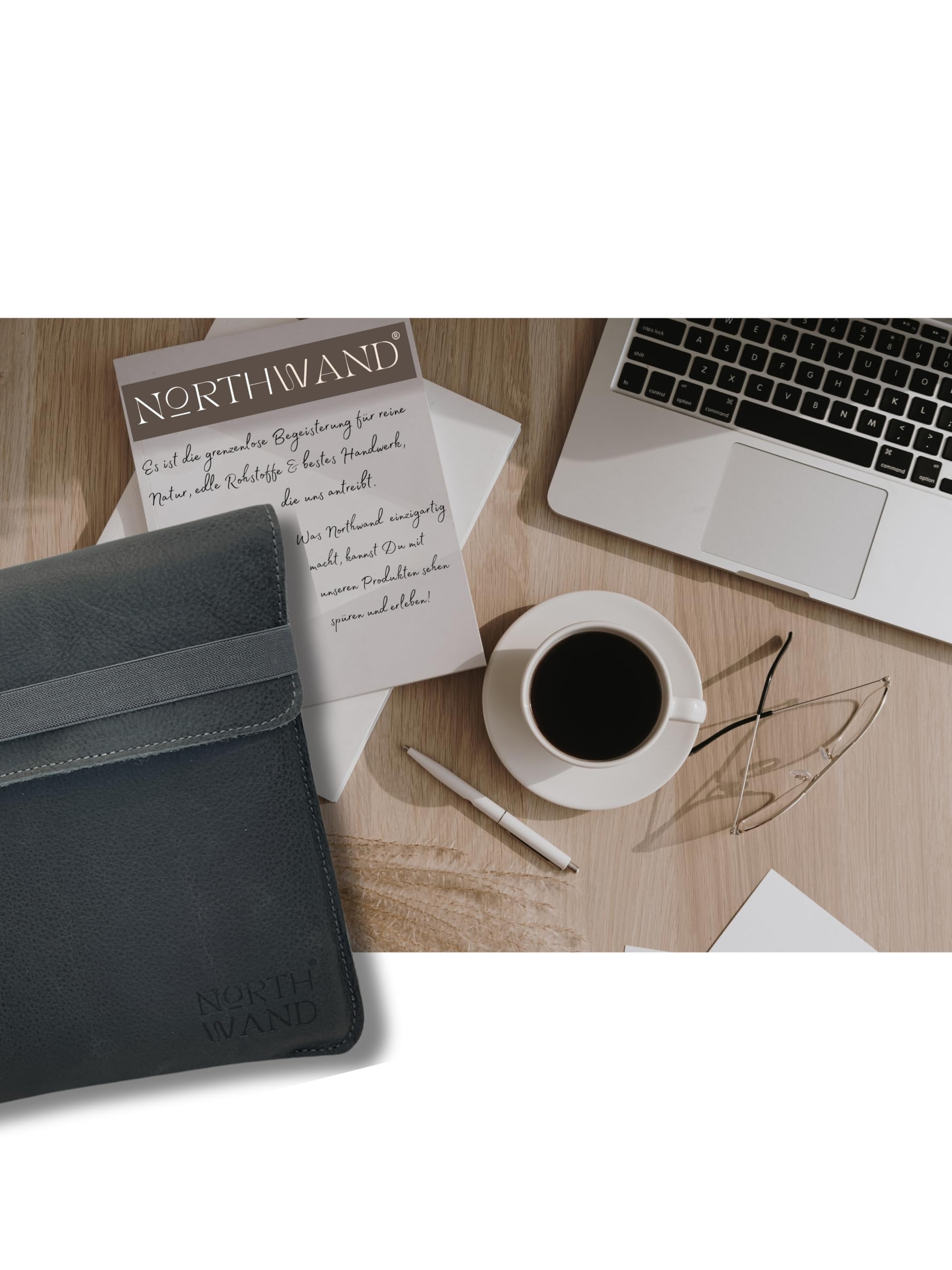 NorthWand Tasche für 11 Zoll iPad Pro (M4 2024 & 4+5.Gen) iPad Air (M2 2024 & 5.Gen) iPad. Hülle, Case ohne/mit Apple Smart Folio, Keyboard. Weiches Büffelleder, Signetprägung. Made in Germany Schwarz