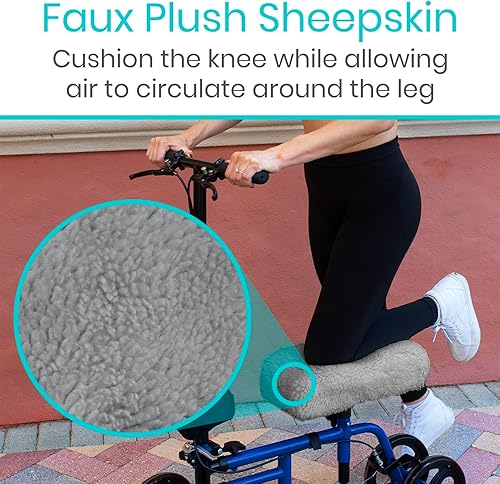 Miniatura 16 de Vive Mobility Funda para rodillera para patineta, cojín de espuma viscoelástica de piel de oveja suave para adultos, accesorio para rodillos