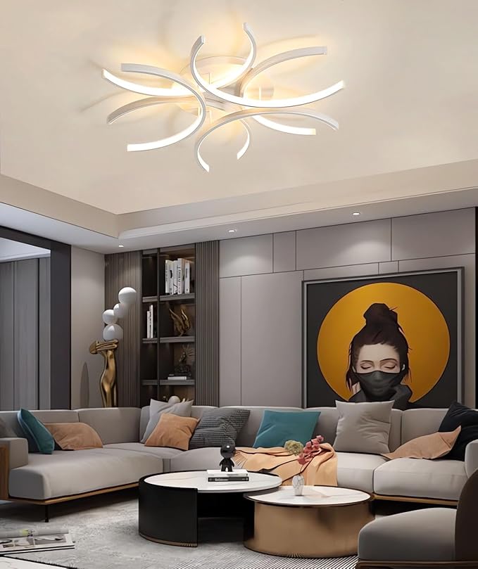 JINGKER Woonkamer LED Plafondlamp Moderne Dimbare Plafondlampen, Met Afstandsbediening, Binnen Plafondlamp Hanglamp Verlichting Slaapkamer Lampen Eetkamer Lampen Studio Verlichting (Wit, Φ80cm) photo 2