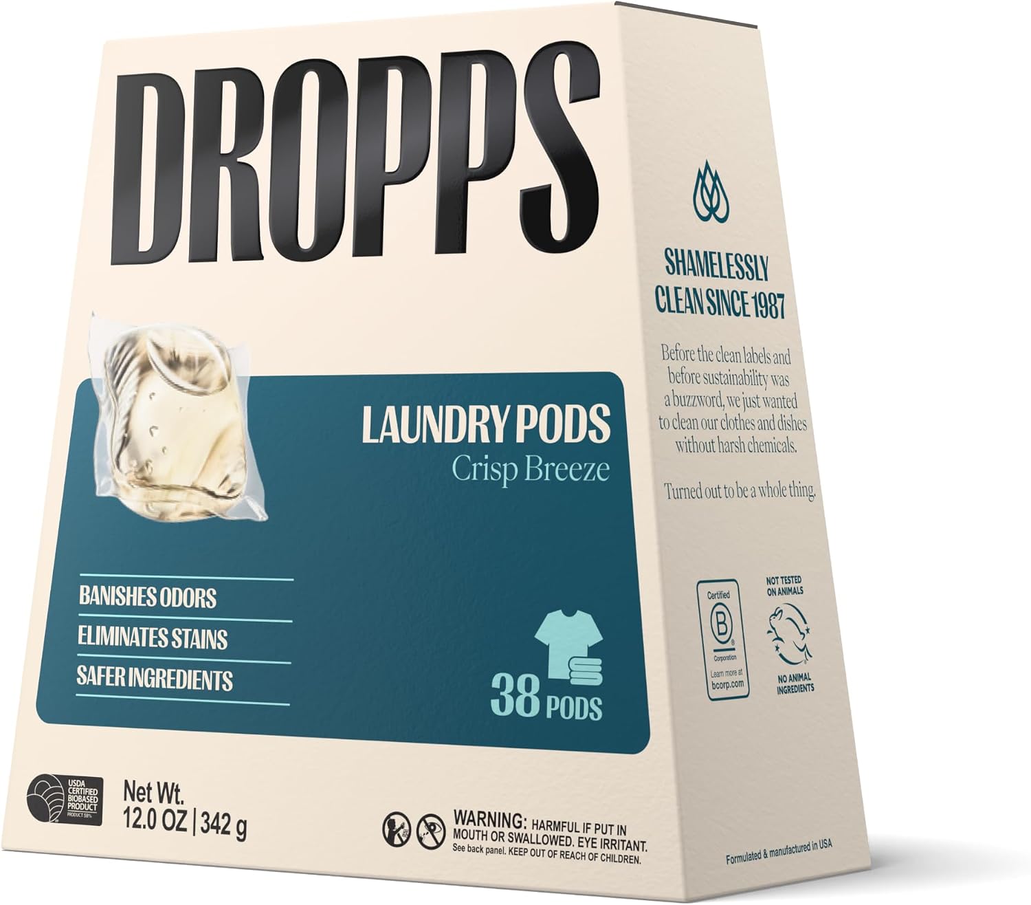 Dropps Laundry Pods, Crisp Breeze (38 Count) - Powerful Laundry Detergent image 2