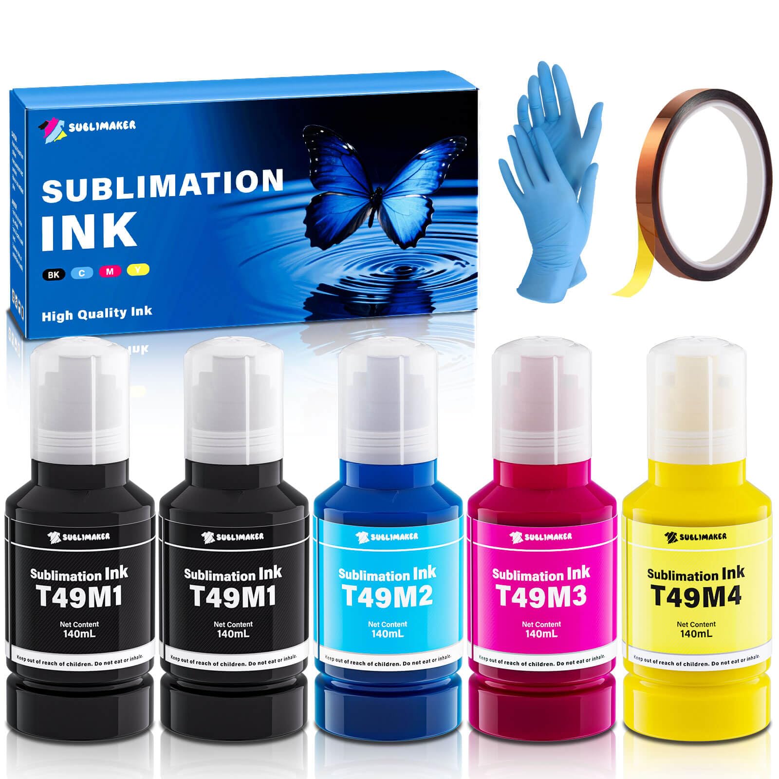 700ML T49M F170 F570 Sublimation Ink Compatible Replacement for Epson Surecolor F170 F570 SC-170 170 570 Sublimation Printer (T49M1 T49M2 T49M3 T49M4 Autofill/ICC-Free/Anti-UV/5-Pcaks)