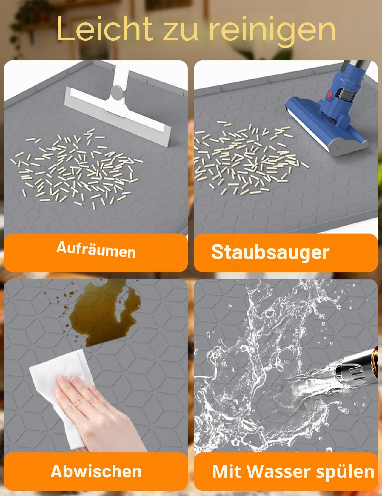 Katzenklo Matte Übergröße 130x65cm, XXL Katzenstreu Matte Silikon, Katzenklo Unterlage wasserdichte zum Auffangen Von Katzenstreu, Leicht zu Reinigen, für Mehrkatzenhaushalte Grau