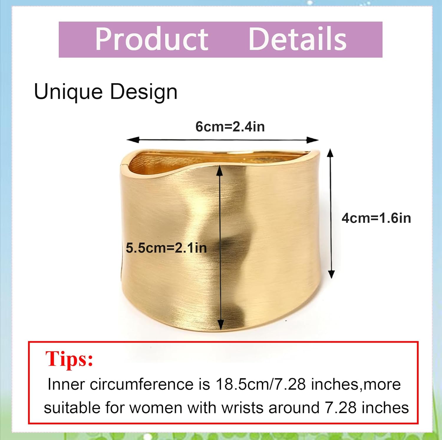 CASDAN 1-3PCS Cuff Bracelets for Women Trendy Wide Chunky Bangle Bracelets for Women Hinge Frosted Bracelets Fashion Irregular Wrist Cuff Wrap Bracelet - Image 3