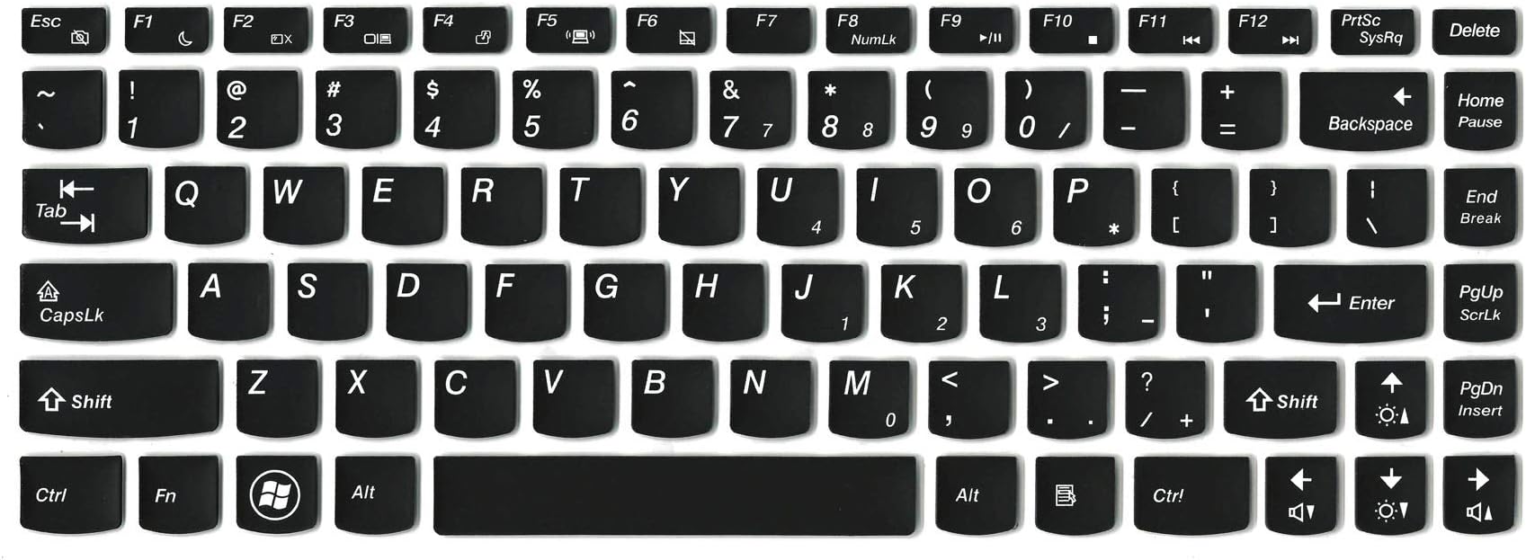 Saco Chiclet Keyboard Skin for Lenovo Flex 2-14 NotebookBlack/Clear