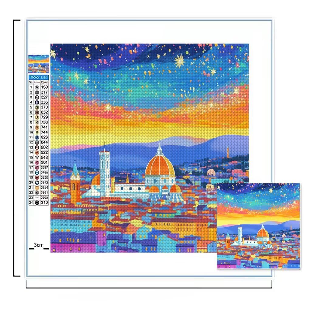 S0426 Kościół Diamentowe zestawy artystyczne dla dorosłych, 61 x 79 cm, mały obraz diamentowy, widok nocny, płótno, kryształ, sztuka i rękodzieło, zestawy hobbystyczne, 5D, obrazy do dekoracji ścian