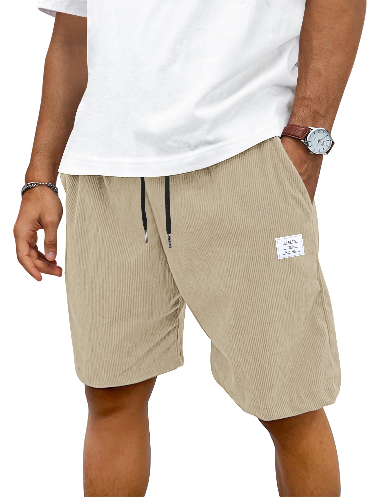 TARAINYA Velluto a Coste Pantaloncini Uomo Cotone Coulisse Estivi Causal Pantaloni Corti Uomo con Tasche