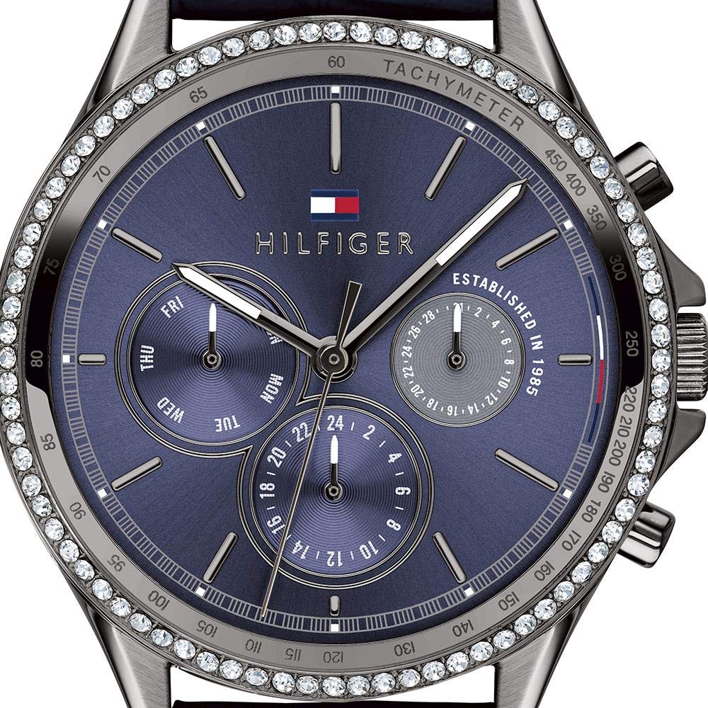 Tommy Hilfiger Multi Zifferblatt Quarz Uhr für Damen mit Blaues Lederarmband - 1781979