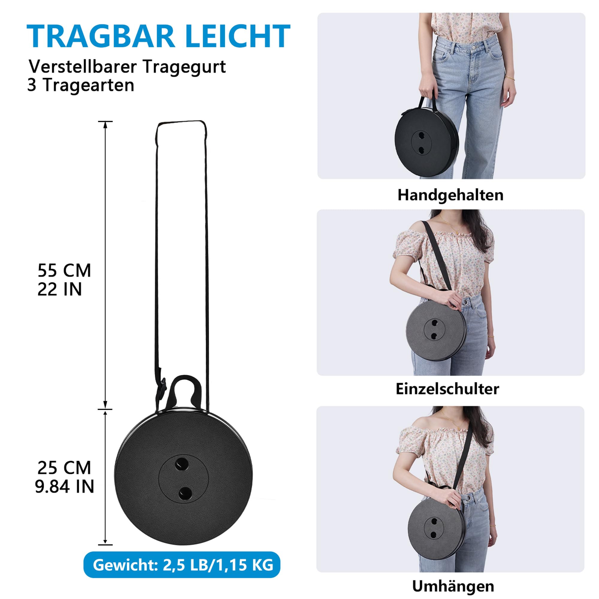 Tragbarer Teleskophocker Klapphocker Faltbar – imodomio Höhenverstellbarer Campinghocker 6–45 cm, bis 180 kg belastbar, Leichter Hocker für Camping, Outdoor, Angeln, Garten & Reisen