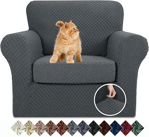 Miniatura 45 de YEMYHOM Últimas Fundas de Sofá a Cuadros de 4 Piezas para Sofá de 3 Cojines Extra Grande de Alta Elasticidad Engrosada Funda de Sofá para Perros