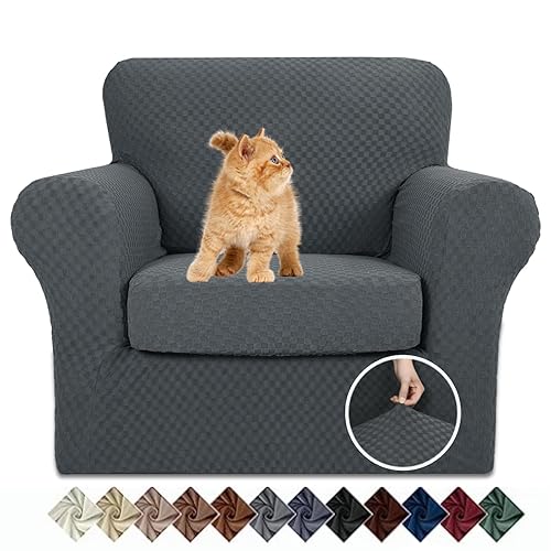 YEMYHOM Latest Checkered 2 Pieces Chair Covers for Living Room