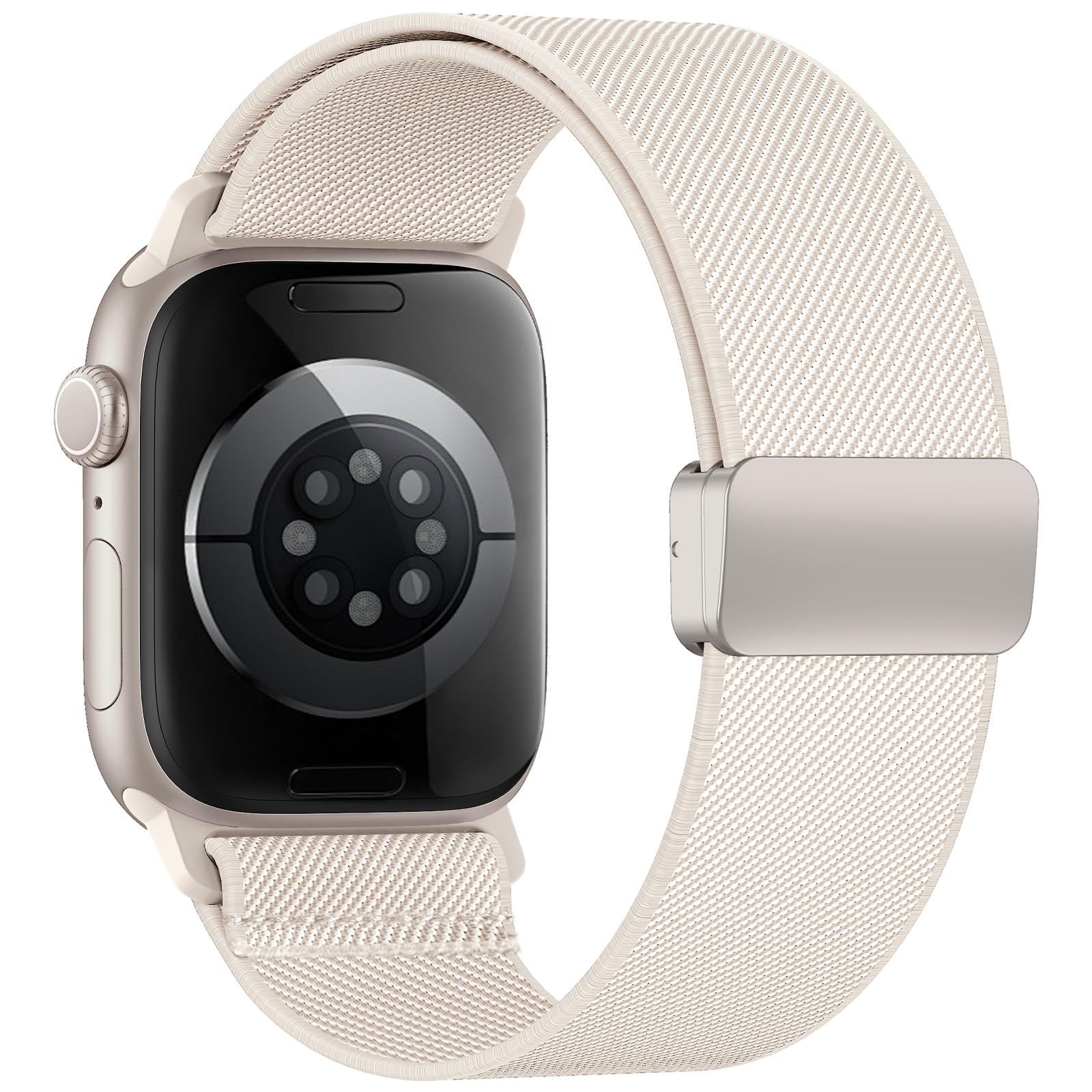 Elastisches Armband Kompatibel mit Apple Watch Armband 40mm 44mm 42mm 46mm 41mm 45mm 38mm Damen Herren, Magnetic Closure Nylon Sport loop für iWatch Series 11 10 9 8 7 6 5 4 3 2 1 Ultra SE, Schwarz