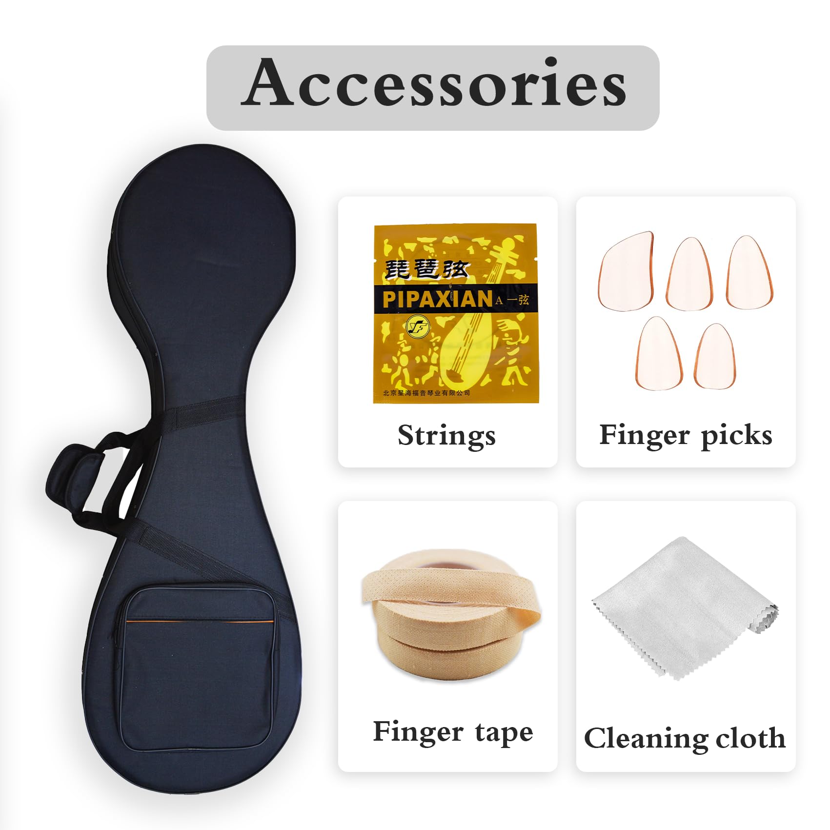 MUYIYANG Selected Hardwood Chinese Lute Pipa Instrument, Set for Beginner,Chinese National Traditional Stringed Instrument - Image 6