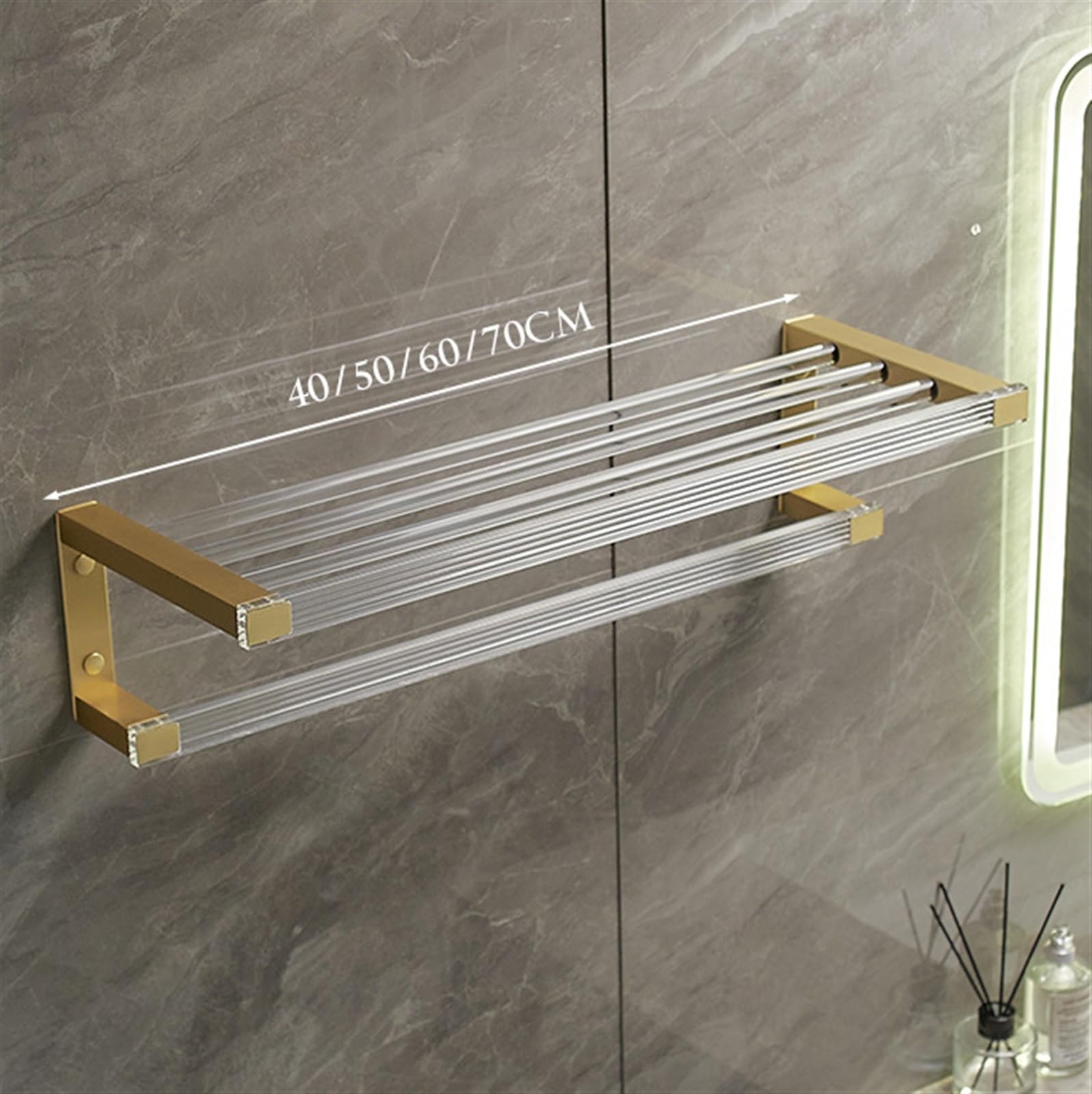 Scaffale portasciugamani in acrilico, organizer decorativo per bagno, cucina, soggiorno, camera da letto, versatile sistema di scaffalatura a parete nero