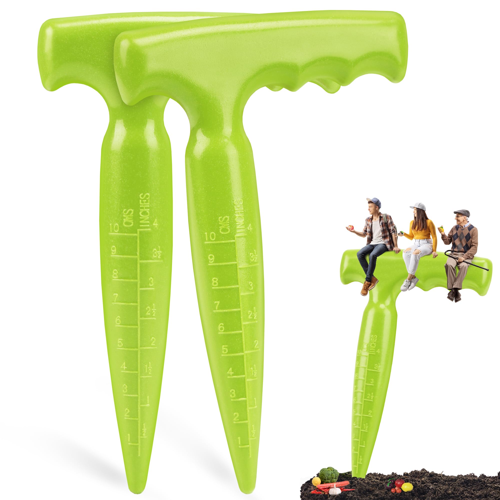 2pcs Piantatore di Bulbi - Giardino Dibber con Scala di Misurazione per una Piantagione Precisa,Ideale per la Piantabulbi di Verdure e Fiori (Verde Chiaro)