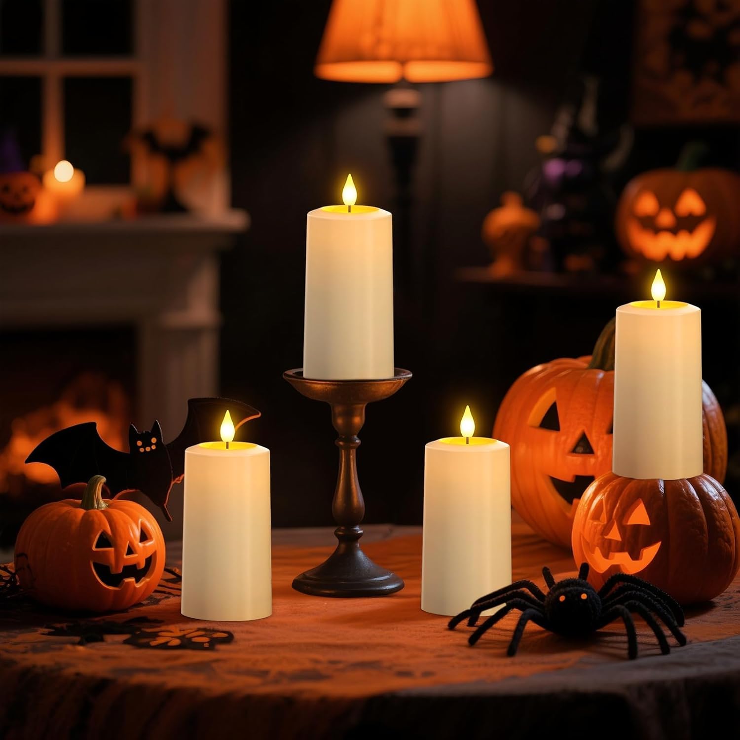 SoulBay Flameless Candles Rechargeable, 4 Pack LED Flickering Waterproof White Pillar Candles with Magnetic Charging Base Remote Timer for Indoor Outdoor Lantern Holiday Christmas Décor, 2.75" x 5.1 " - Image 6