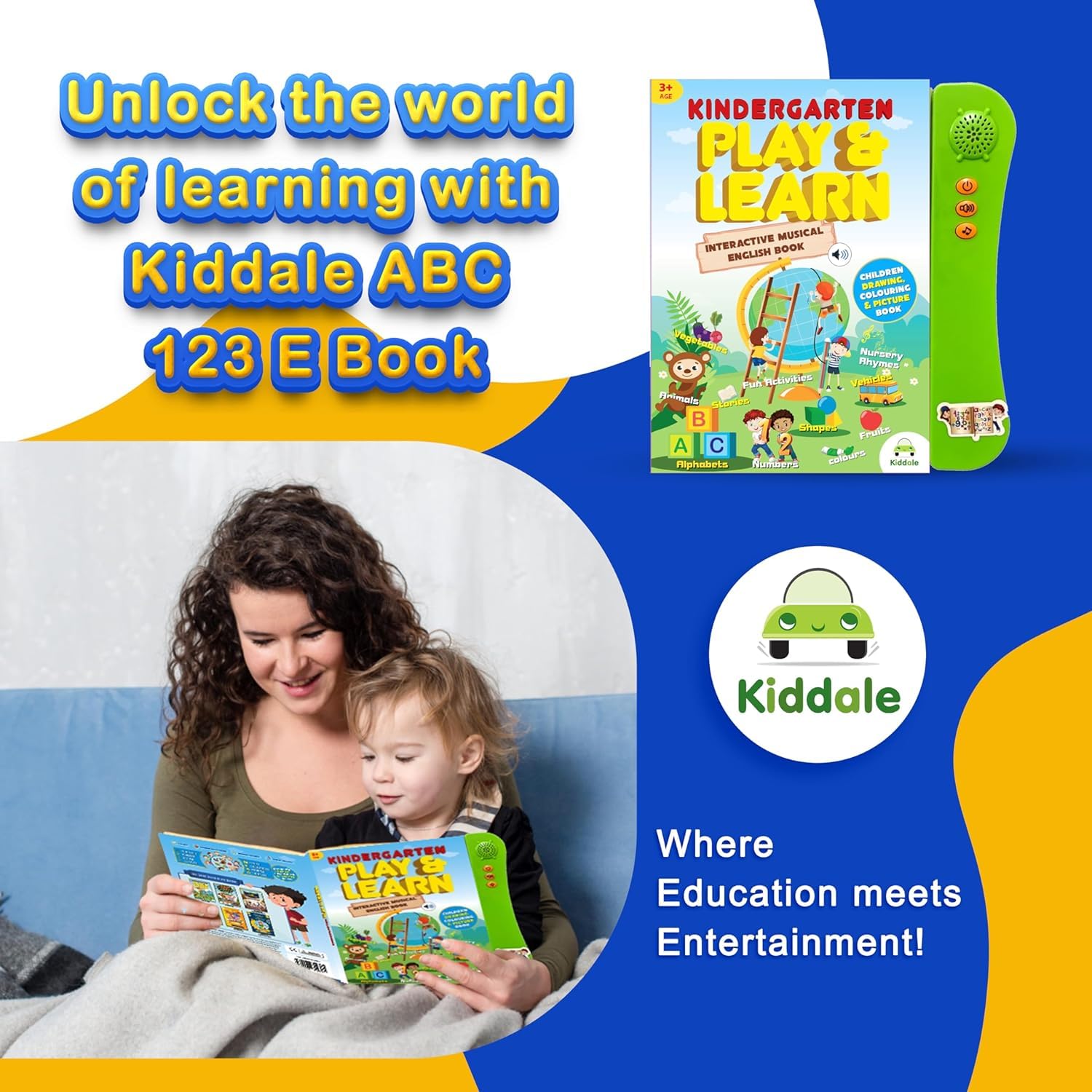 Kiddale 2-Pack Interactive Sound Books Interactive Book for Kids | Play N Learn Rhymes & Activity Books | Ideal Gift for 2-4 Year Olds | Smart Educational Musical Book for Toddlers,Multicolor - Image 3 thumbnail