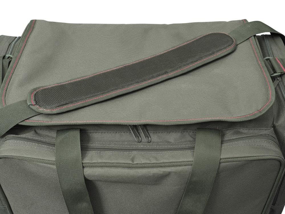 JRC Defender II Carryall torba wędkarska, poliester 500D, zielona, wodoodporna, 50 x 30 x 29 cm, kompaktowa, wyściełany pasek na ramię