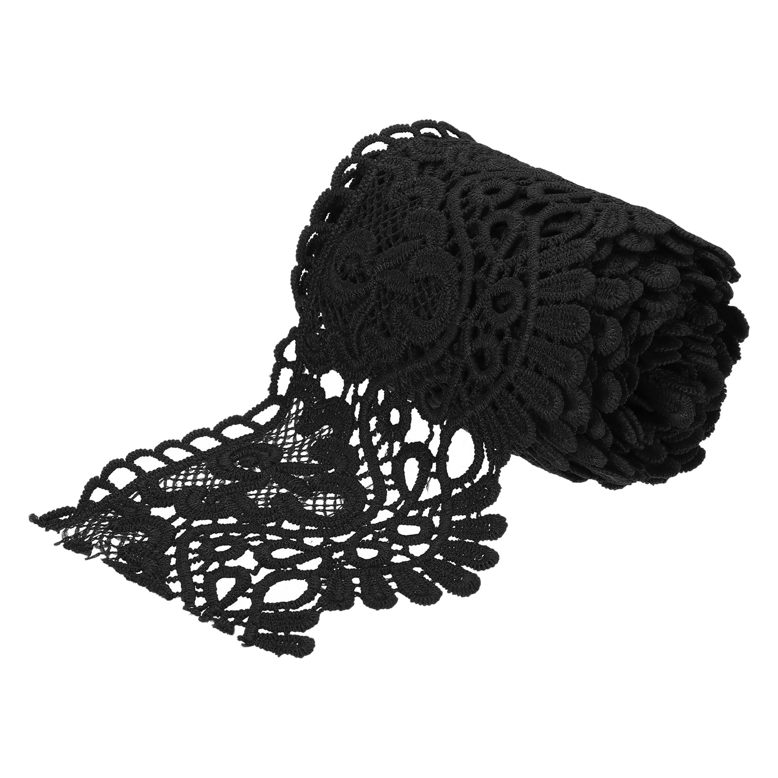sourcing map 4 Inch Wide 3 Yard Lace Ribbon Floral Pattern Black Lace Trim Ribbon for Sewing Making DIY Crafts Gift Wrapping Wedding Decor