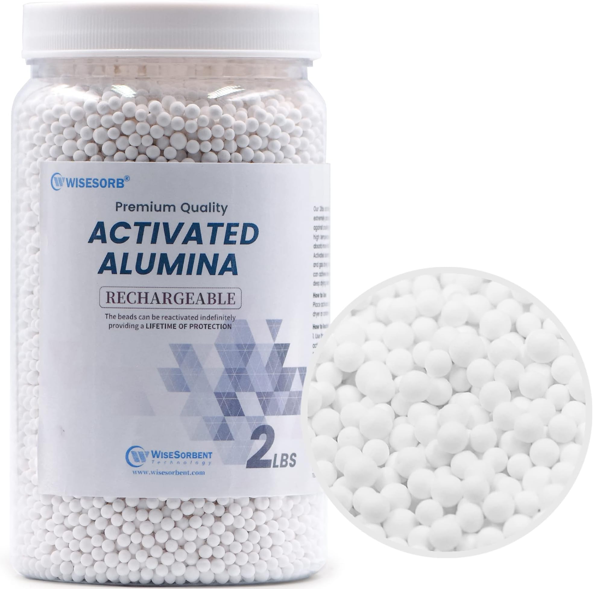 Wisesorb 2 LBS Activated Alumina, Alumina Desiccant, 1 Quart Reusable Desiccant Dehumidifier