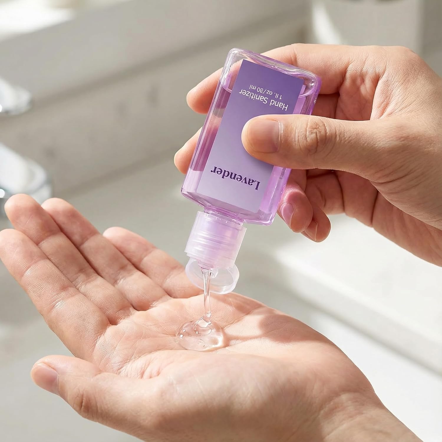 Frienda 24 Pcs Lavender Mini Hand Sanitizers Bulk 1 Fl oz Travel Size Hand Sanitizer Employee Appreciation Gifts for Women Men Daily Personal Use Coworker Staff Teacher Nurse Office Thank You Gifts