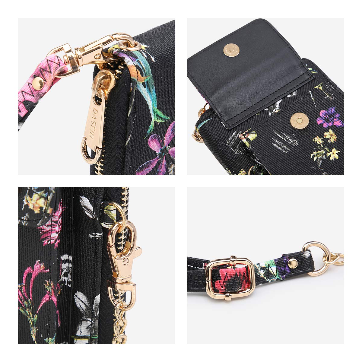 Dasein Borsa a tracolla in pelle vegana per le donne borsa cellulare borsa a tracolla carta di credito portafoglio custodia da polso con tasche multiple