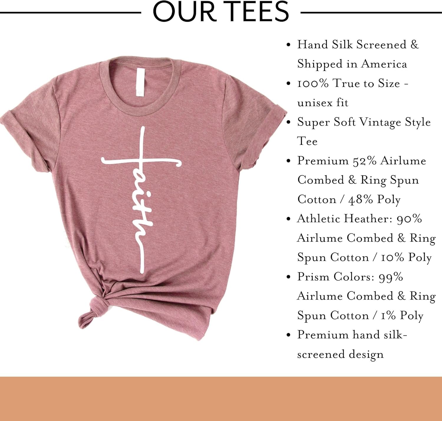 Love in Faith | Faith Cross Short Sleeve | Christian T-Shirts for Women | Faith-Based Apparel | Christian Gifts - Image 3