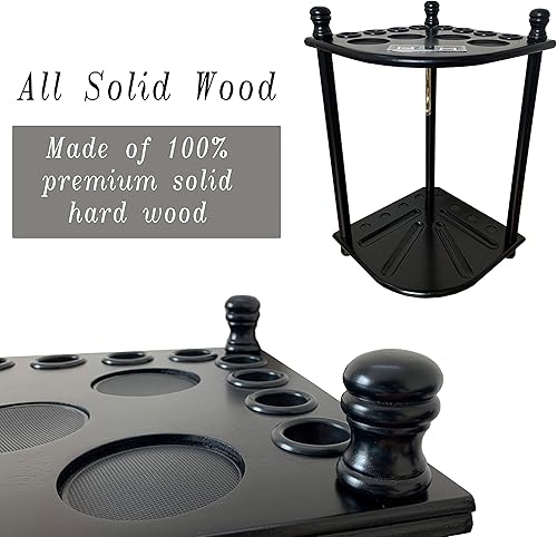 Miniatura 9 de Soporte para tacos de piscina de pie para 8 palos de taco y accesorios de mesa de billar, soporte de palo de piscina de madera, soporte para tacos