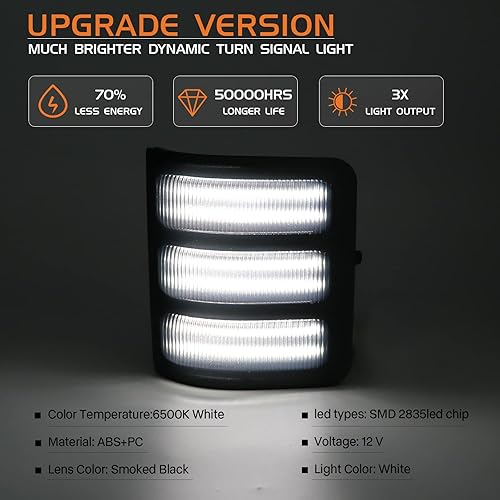 Miniatura 3 de Switchback - Luces LED de espejo para Ford F250 F350 F450 F550 Super Duty 2008-2016, luces intermitentes de espejo lateral ámbar secuencial y
