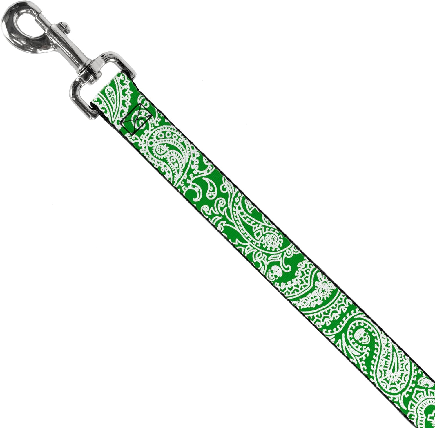 Dog Leash Bandana Skulls Irish Green White 6 Feet Long 1.0 Inch Wide