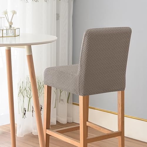 Miniatura 6 de Paquete de 4 fundas elásticas para taburetes de bar, altura de mostrador de pub, fundas para sillas con respaldo, fundas de asiento de taburete de