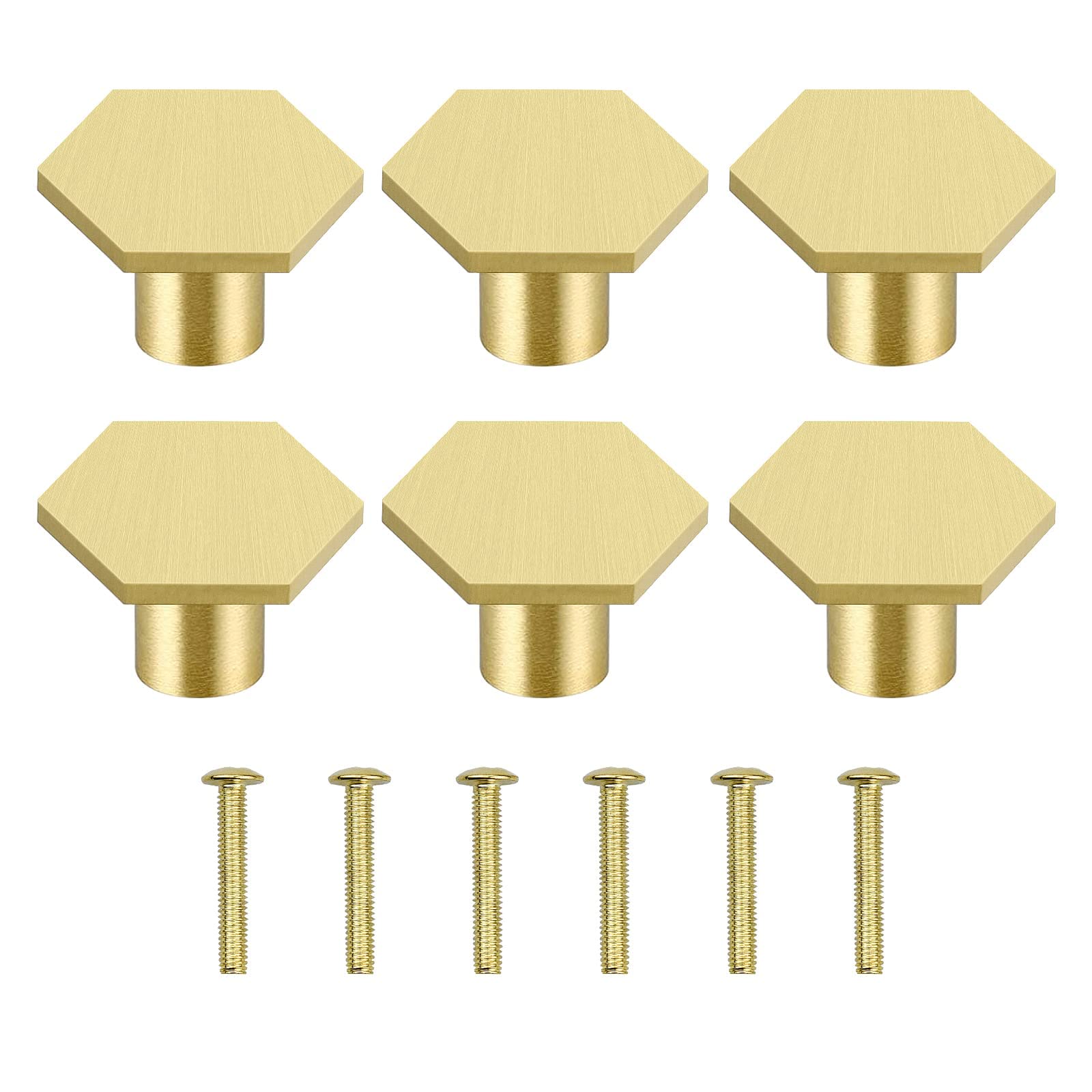 MAKINGTEC Cabinet Knobs Gold Drawer Knobs Solid Brass Cupboard Knobs with 6 Screws for Drawer, Wardrobe, Cabinets, Doors, Decoration ï¼ˆ6Pcs ï¼‰