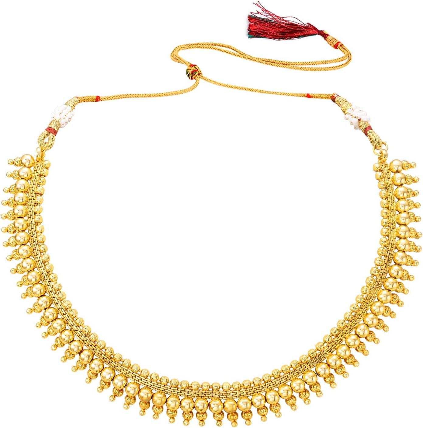 I Jewels 18K Gold Plated Indian Wedding Bollywood Style Choker Necklace Jewellery Set for Women (MC116-123FL)