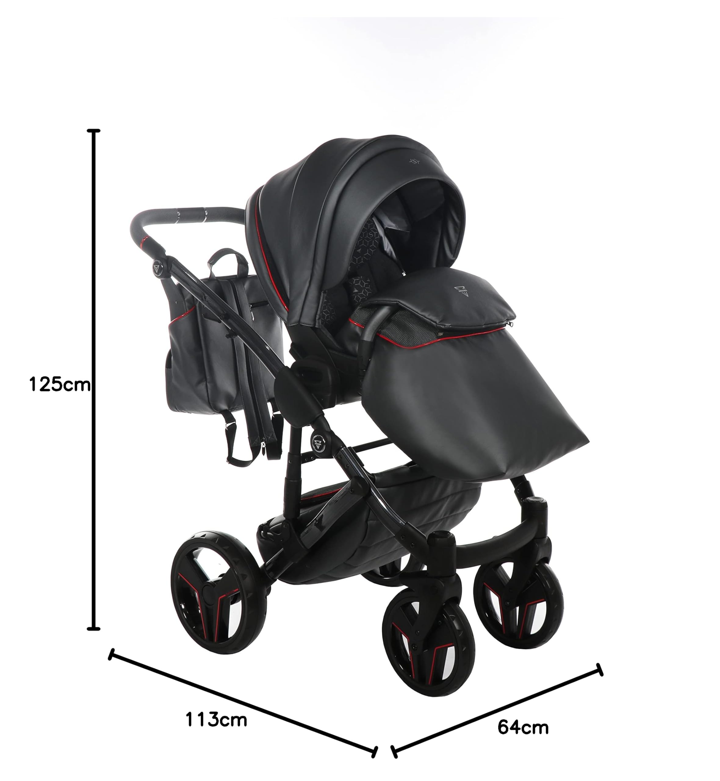 Junama Passeggino TRIO Diamond S Class 06 Grigio e Rosso - 2in1 3in1 4in1 + ombrellino (3 in 1 con Seggiolino Auto)