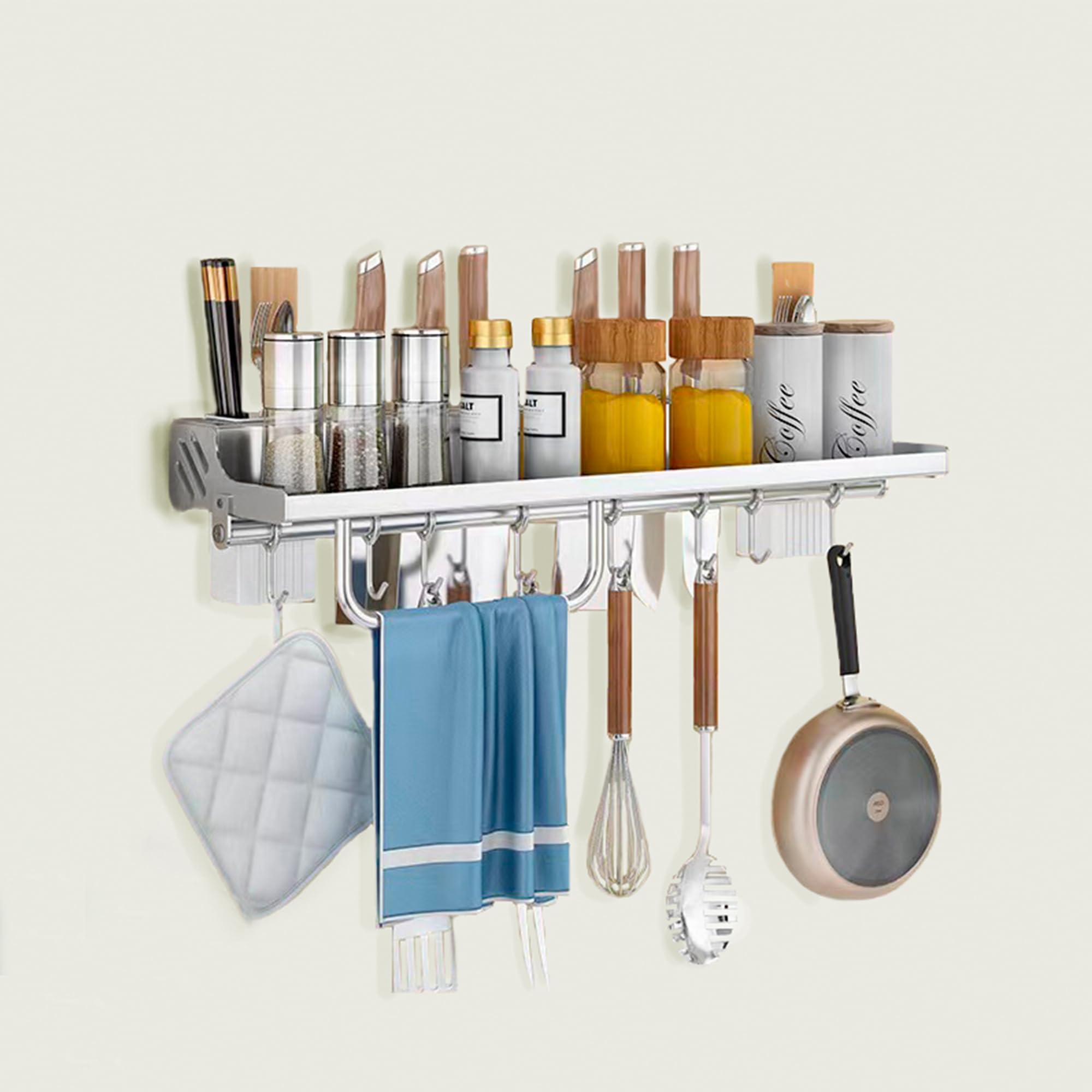 JRK Technology Hanging Spice Rack Wall Mount knife holder tool storage ...