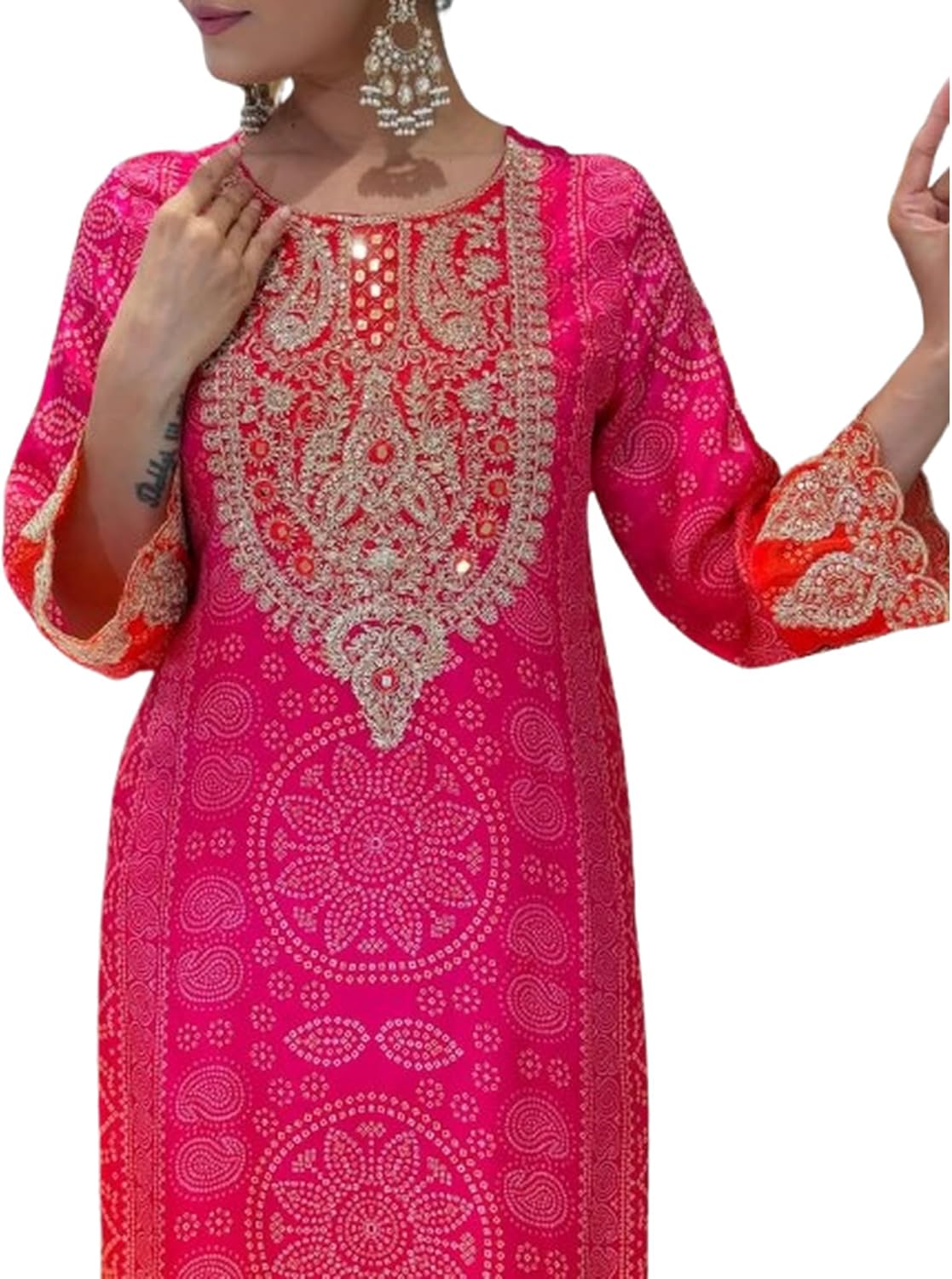 Women's Coding Embroidery Kurta Set with Dupatta, Pink, Zari Embroidered Neckline, Festive Ethnic Wear
