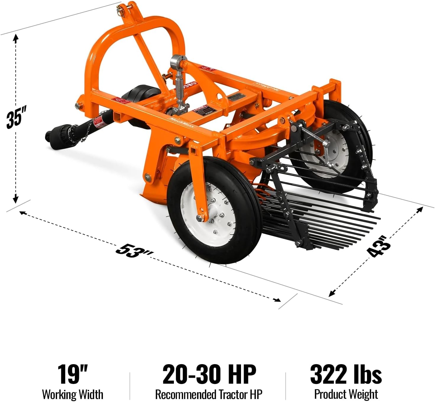 3 Point One Row Tractor Potato Harvester Potato Digger Picker Attachment PTO Driven,Cat I,20-30HP, Model PH19