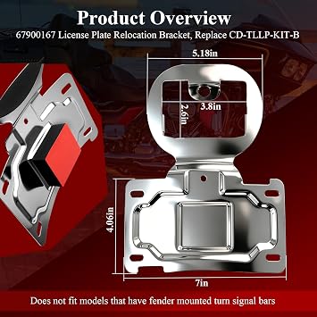 67900362 License Plate Relocation Bracket for Harley Davidson Electra Glide