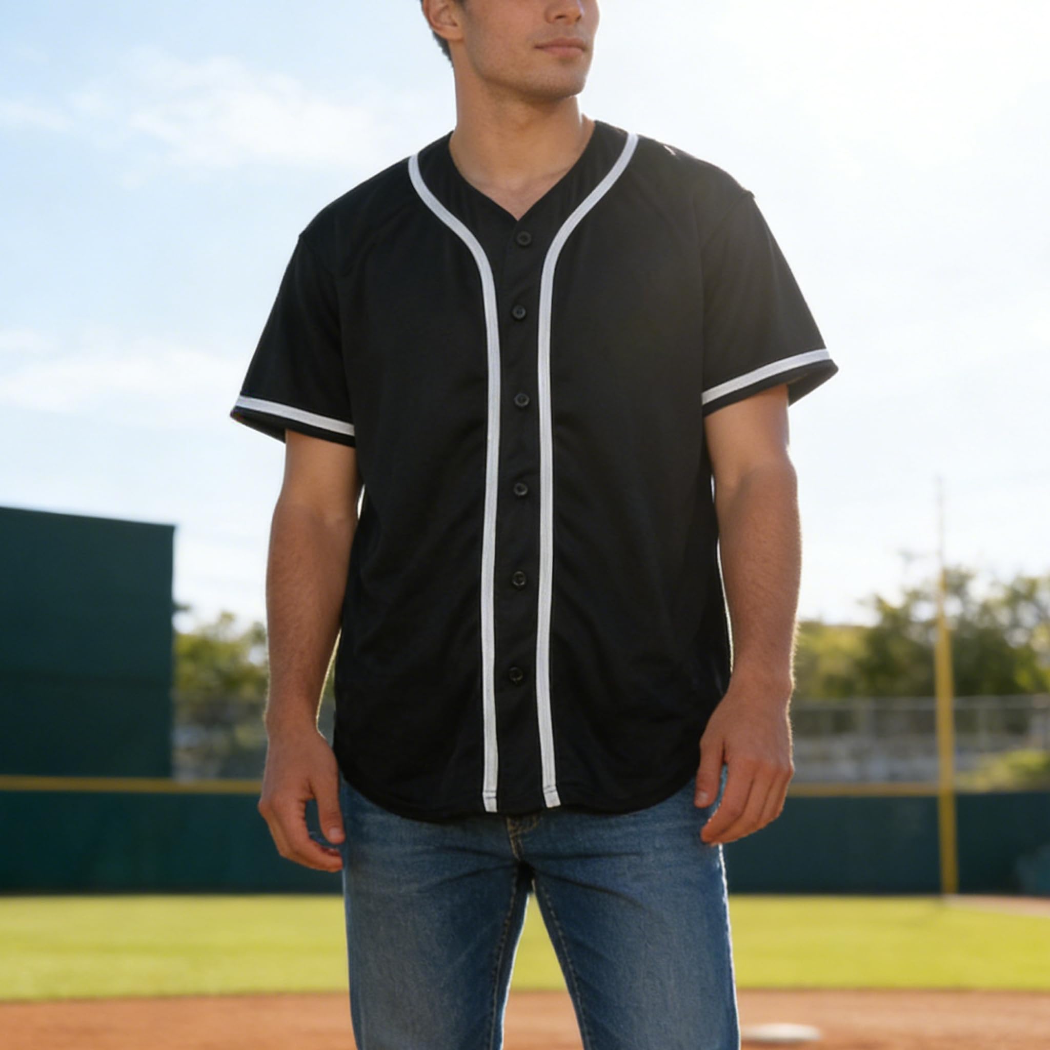 Camiseta de béisbol en blanco, camiseta casual de manga corta con botones — view 18