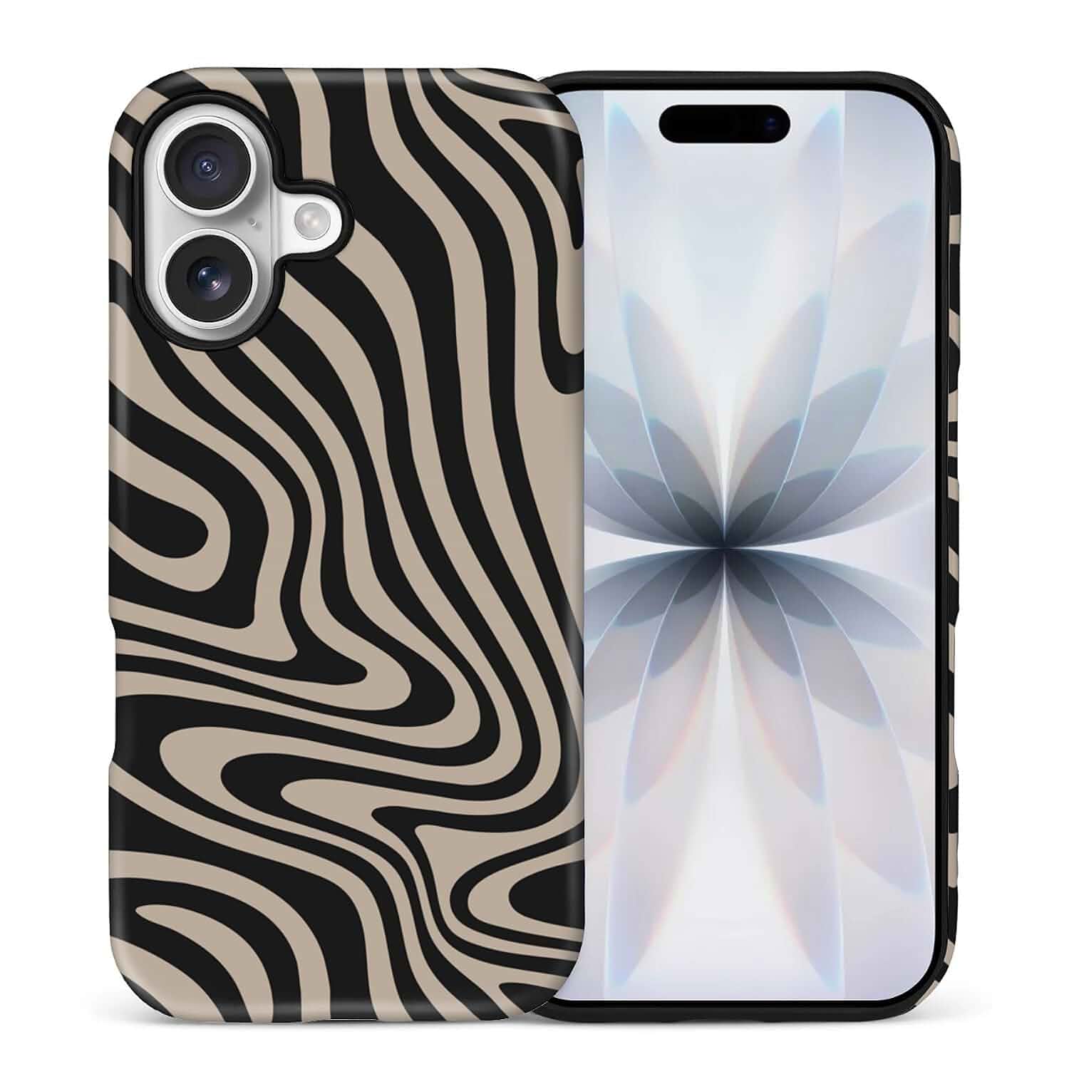 for iPhone 17 Case, Black White Zebra Stripes Pattern Print Matte Phone Case Funny Liquid Silicone Case Impact Resistant Anti-Scratch Shockproof Protective Cover