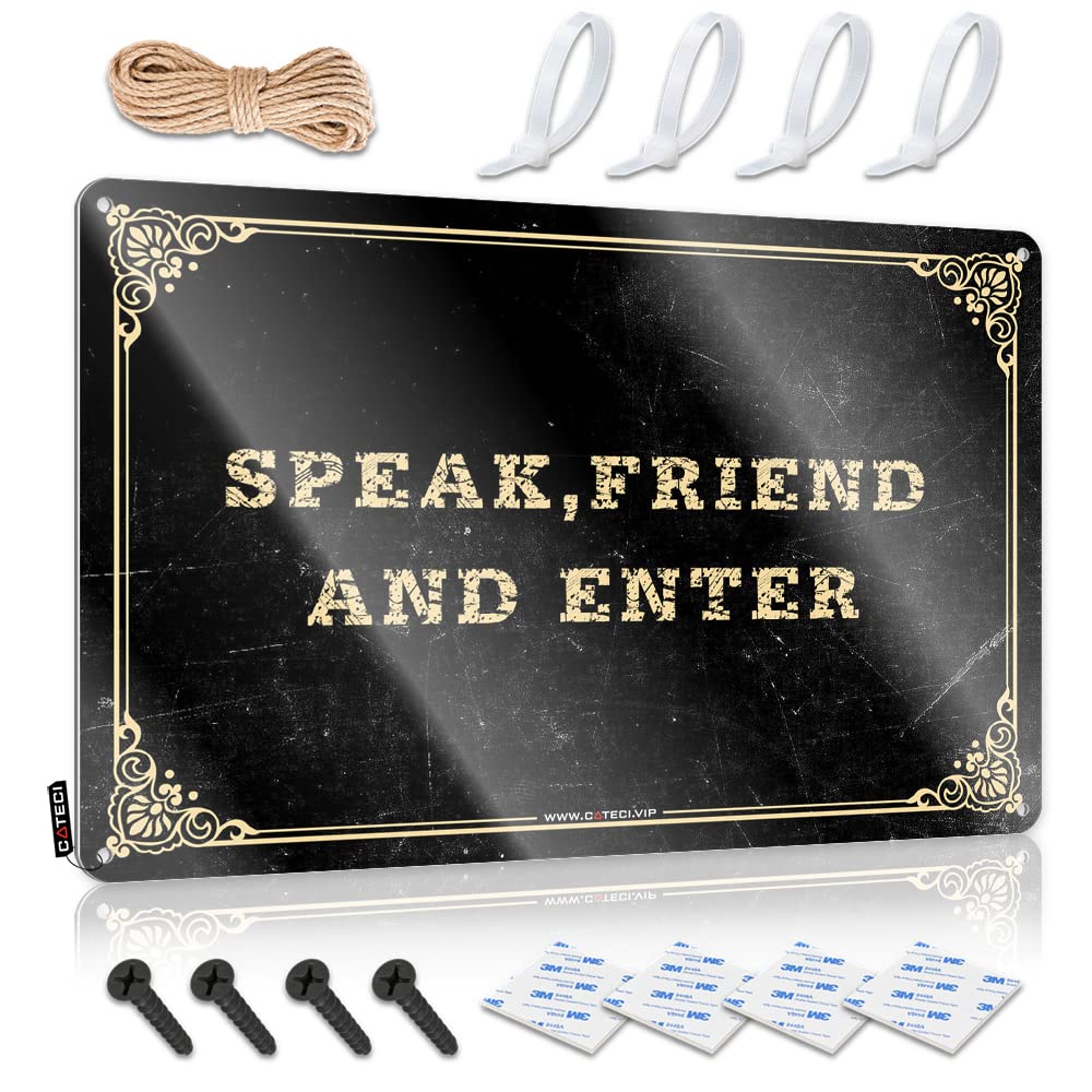 Mwfkkaddb Boys One Color Funny Patio Decor Speak Friend And Ente Tin Sign Funny Poster Sign Backyard Bar Decor(30X40cm)
