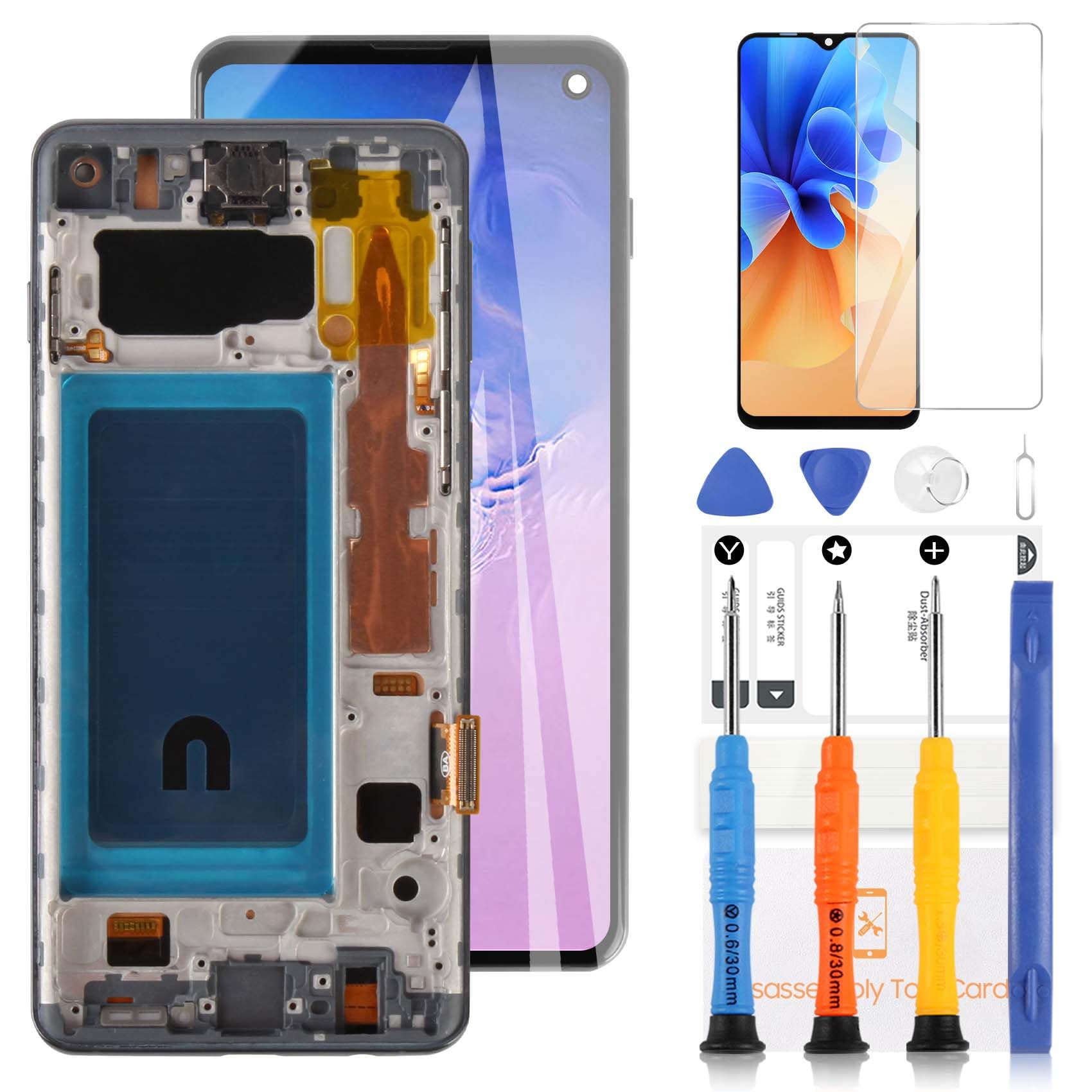 Écran LCD TFT pour Samsung Galaxy S10 G973 SM-G973F SM-G973U SM-G973W SM-G9730 Remplacement de l'écran LCD Écran Tactile Digitizer Assemblée avec Outils (6.1" Noir avec Cadre)