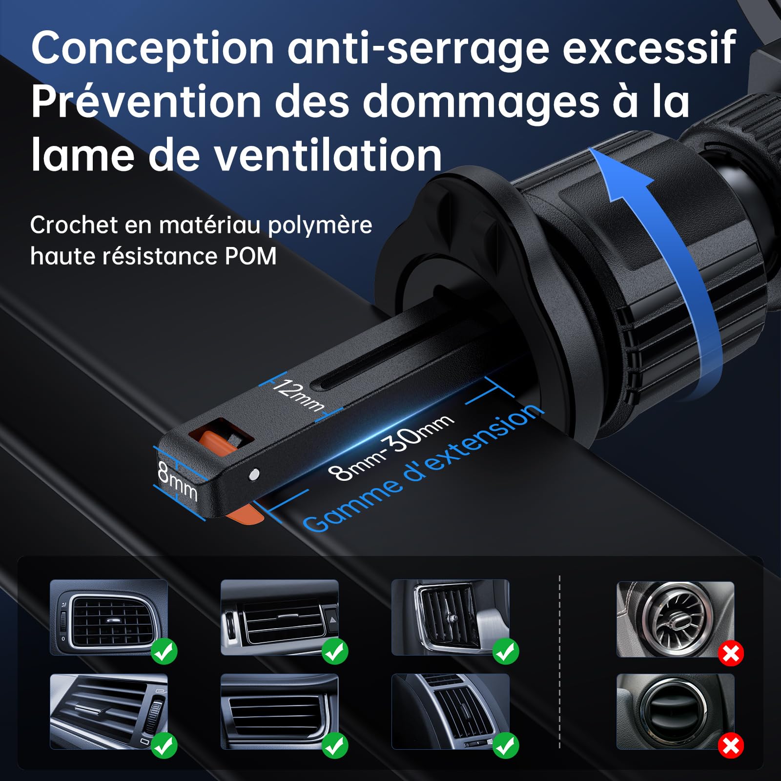 SYNCWIRE pour Support Voiture MagSafe, [Ventilation en Anneau] Support Téléphone Magnétique à Rotation 360 Degrés, Compatible avec iPhone 17 16 15 Pro Max 14 13 12, Samsung, Style en Fibre de Carbone